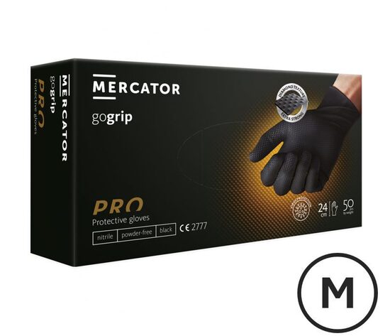Melni nitrila cimdi autoservisam un rūpniecībai "Go Grip mercator", 50 gb, izmērs- M